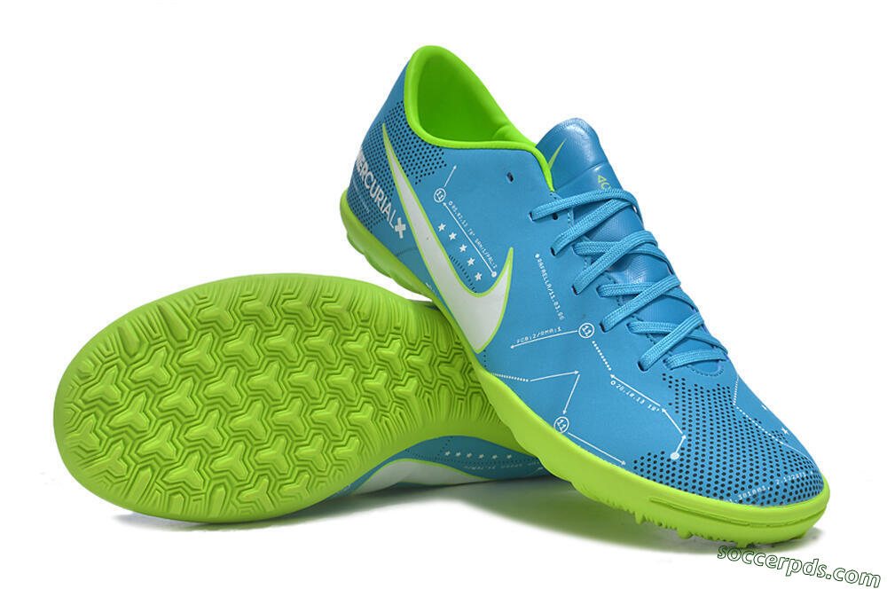 NIke Mercuricalx Victory 6 TF Low-Tops Football Shoes - Blue/Silver/Green 3