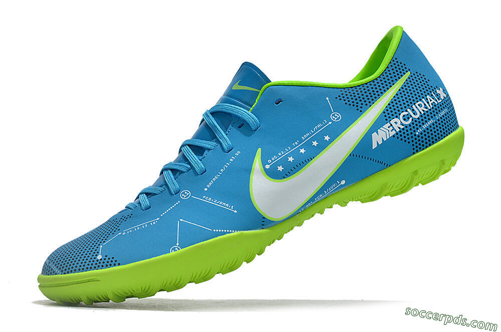 NIke Mercuricalx Victory 6 TF Low-Tops Football Shoes - Blue/Silver/Green 5