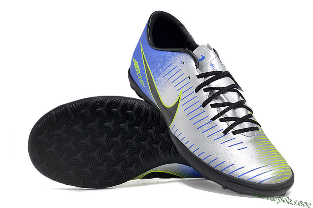 NIke Mercuricalx Victory 6 TF Low-Tops Football Shoes - Silver/Blue/Green/Black 3