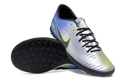NIke Mercuricalx Victory 6 TF Low-Tops Football Shoes - Silver/Blue/Green/Black