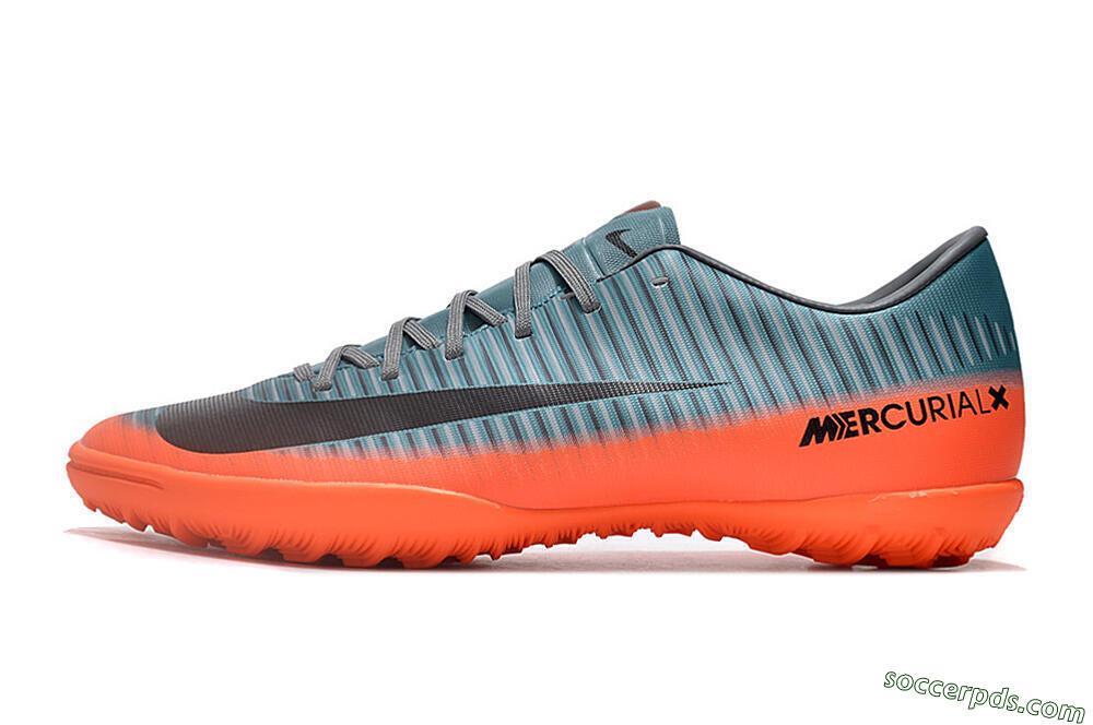 NIke Mercuricalx Victory 6 TF Low-Tops Football Shoes - Blue/Black/Orange 2