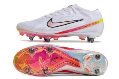 Nike Air Zoom Mercurial Vapor 15 Elite SG Low-Tops Football Boots - White/Pink/Yellow/Black