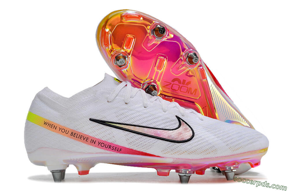 Nike Air Zoom Mercurial Vapor 15 Elite SG Low-Tops Football Boots - White/Pink/Yellow/Black 1