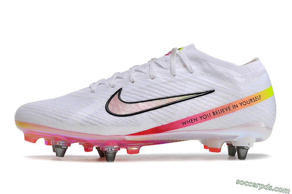 Nike Air Zoom Mercurial Vapor 15 Elite SG Low-Tops Football Boots - White/Pink/Yellow/Black 2