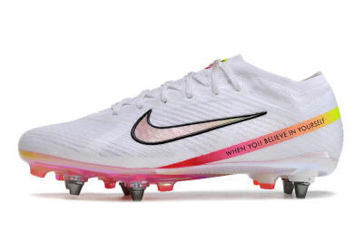 Nike Air Zoom Mercurial Vapor 15 Elite SG Low-Tops Football Boots - White/Pink/Yellow/Black