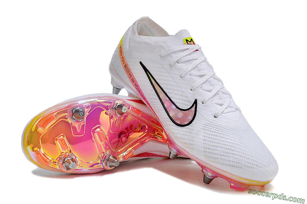 Nike Air Zoom Mercurial Vapor 15 Elite SG Low-Tops Football Boots - White/Pink/Yellow/Black 3
