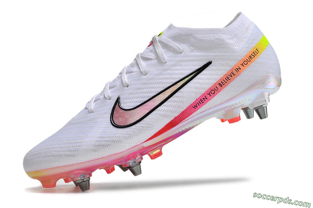 Nike Air Zoom Mercurial Vapor 15 Elite SG Low-Tops Football Boots - White/Pink/Yellow/Black 5