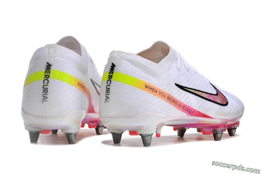 Nike Air Zoom Mercurial Vapor 15 Elite SG Low-Tops Football Boots - White/Pink/Yellow/Black 6