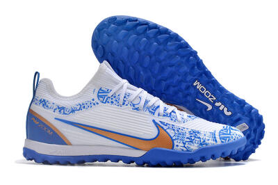 Nike Air Zoom Mercurial Vapor 15 Pro TF Low-Tops Football Shoes - White/Blue/Gold