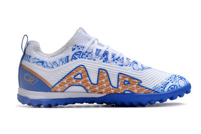 Nike Air Zoom Mercurial Vapor 15 Pro TF Low-Tops Football Shoes - White/Blue/Gold