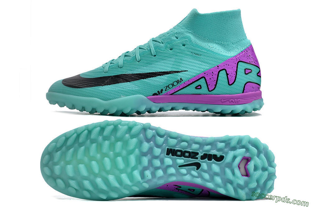 Nike Air Zoom Mercurial Superfly 9 Elite TF High-Tops Football Shoes - Blue/Black/Purple 0