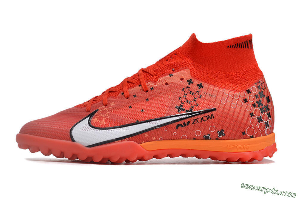 Nike Air Zoom Mercurial Superfly 9 Elite TF High-Tops Football Shoes - Red/White/Black 2