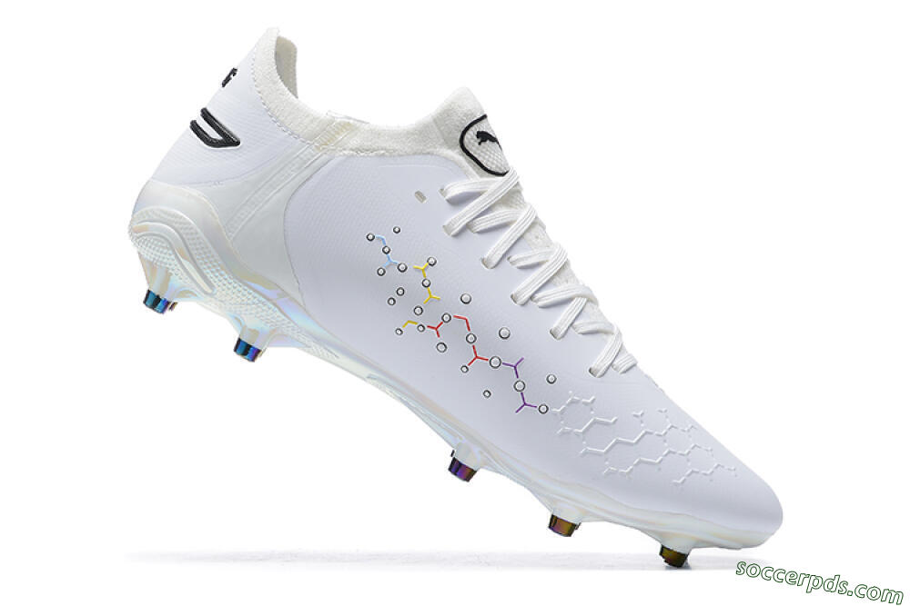 Puma King Ultimate Icon MG Low-Tops Football Boots - White/Blue/Yellow/Red 7