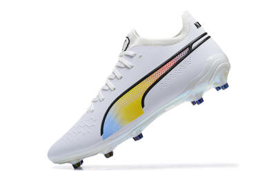 Puma King Ultimate Icon MG Low-Tops Football Boots - White/Blue/Yellow/Red
