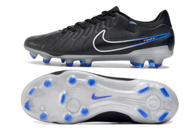 Nike Tiempo Legend 10 Academy FG Low-Tops Football Boots - Black/White/Blue