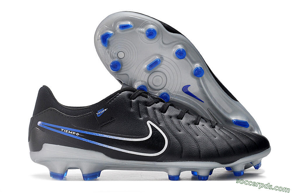 Nike Tiempo Legend 10 Academy FG Low-Tops Football Boots - Black/White/Blue 1