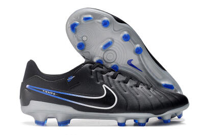 Nike Tiempo Legend 10 Academy FG Low-Tops Football Boots - Black/White/Blue