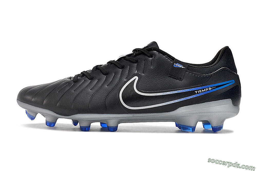 Nike Tiempo Legend 10 Academy FG Low-Tops Football Boots - Black/White/Blue 2