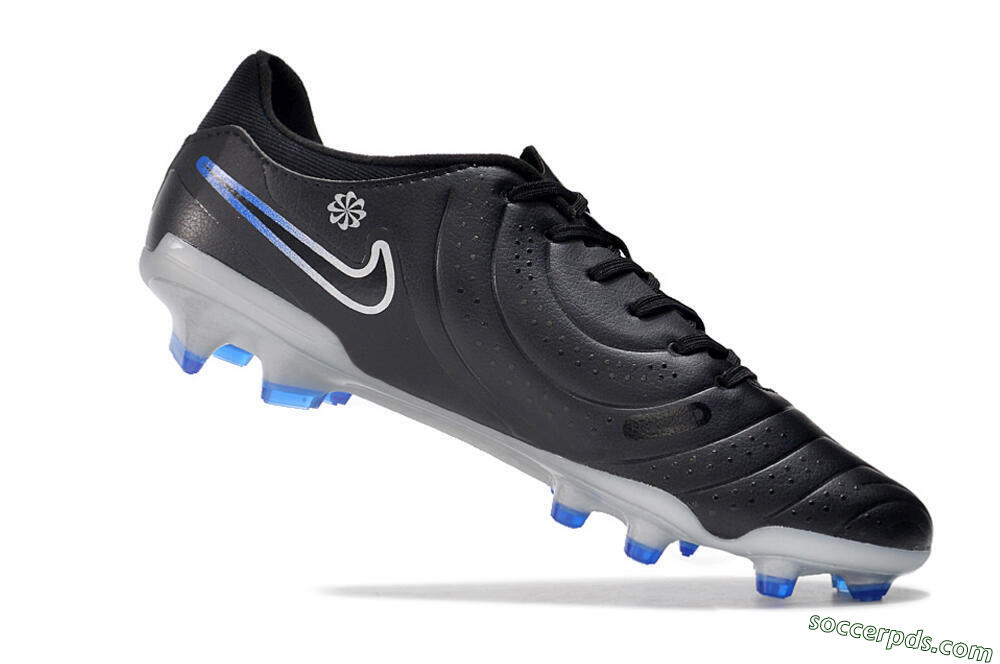 Nike Tiempo Legend 10 Academy FG Low-Tops Football Boots - Black/White/Blue 4