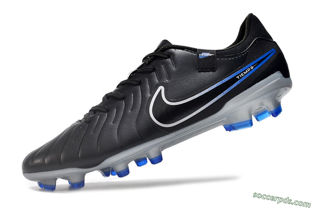 Nike Tiempo Legend 10 Academy FG Low-Tops Football Boots - Black/White/Blue 5