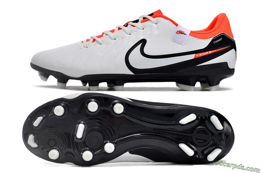 Nike Tiempo Legend 10 Academy FG Low-Tops Football Boots - White/Black/Red 0