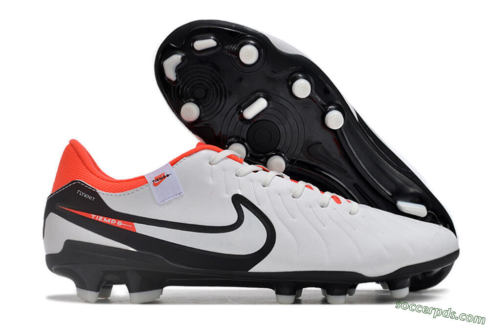 Nike Tiempo Legend 10 Academy FG Low-Tops Football Boots - White/Black/Red 1