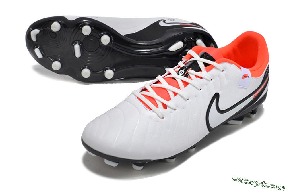 Nike Tiempo Legend 10 Academy FG Low-Tops Football Boots - White/Black/Red 3
