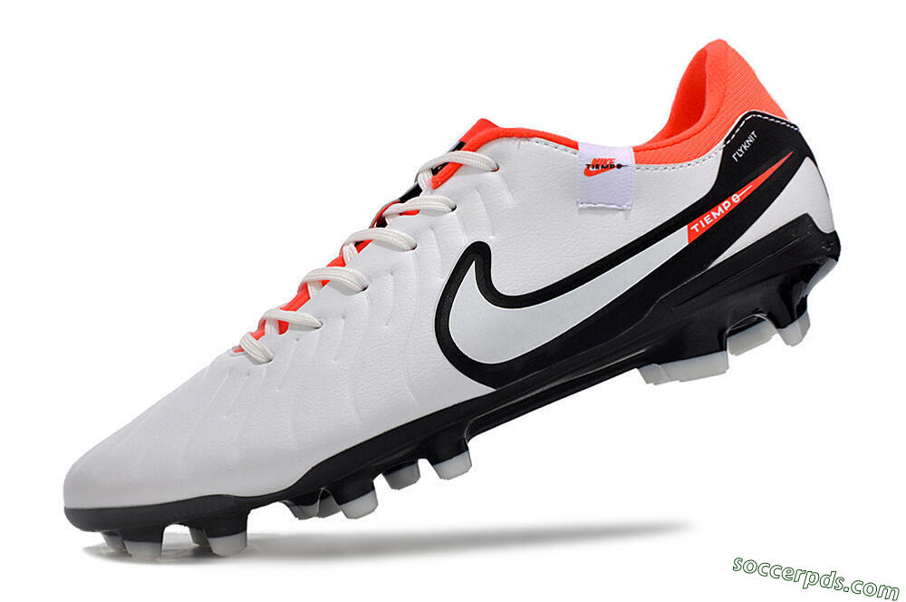 Nike Tiempo Legend 10 Academy FG Low-Tops Football Boots - White/Black/Red 5
