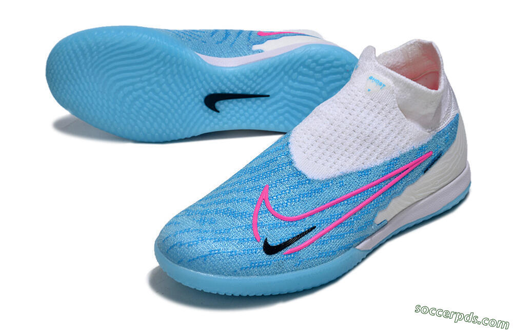 Nike Phantom GX Elite DF IC High-Tops Football Shoes - Blue/White/Pink 3