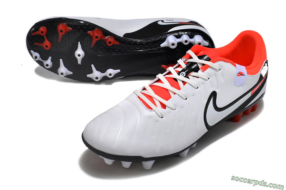 Nike Tiempo Legend 10 Academy AG Low-Tops Football Boots - White/Black/Red 3