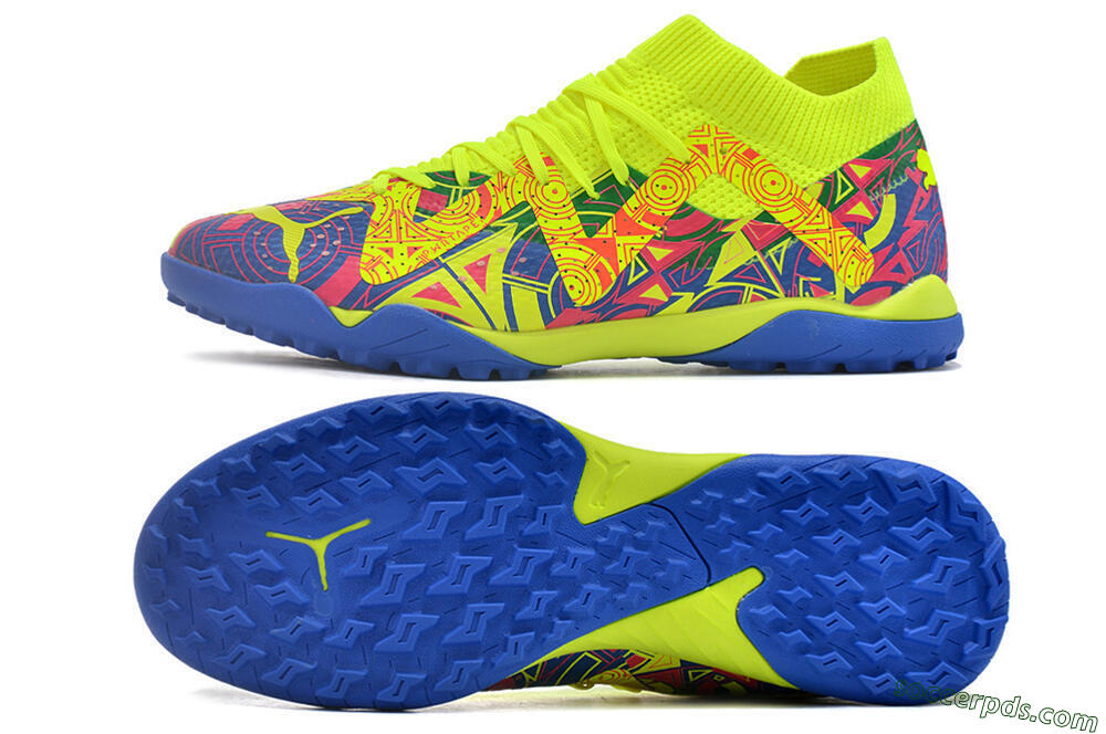 Puma Future X Powercat Tokyo Match TF Low-Tops Football Shoes - Blue/Yellow/Pink 0