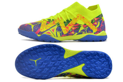 Puma Future X Powercat Tokyo Match TF Low-Tops Football Shoes - Blue/Yellow/Pink