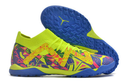 Puma Future X Powercat Tokyo Match TF Low-Tops Football Shoes - Blue/Yellow/Pink