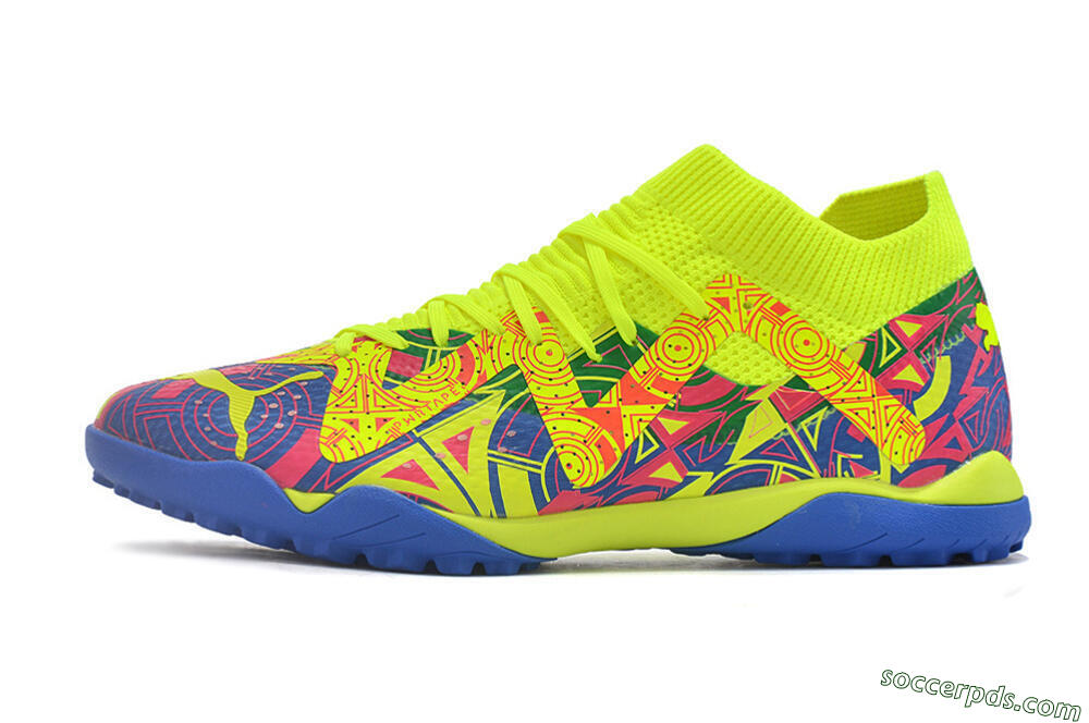 Puma Future X Powercat Tokyo Match TF Low-Tops Football Shoes - Blue/Yellow/Pink 2