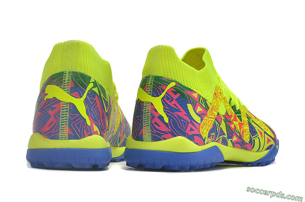 Puma Future X Powercat Tokyo Match TF Low-Tops Football Shoes - Blue/Yellow/Pink 6