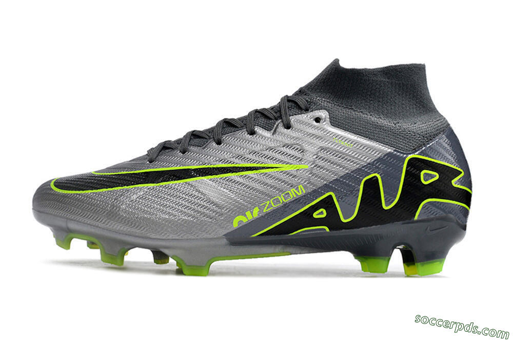 Nike Air Zoom Mercurial Superfly 9 Elite FG High-Tops Football Boots - Grey/Silver/Black/Green 2