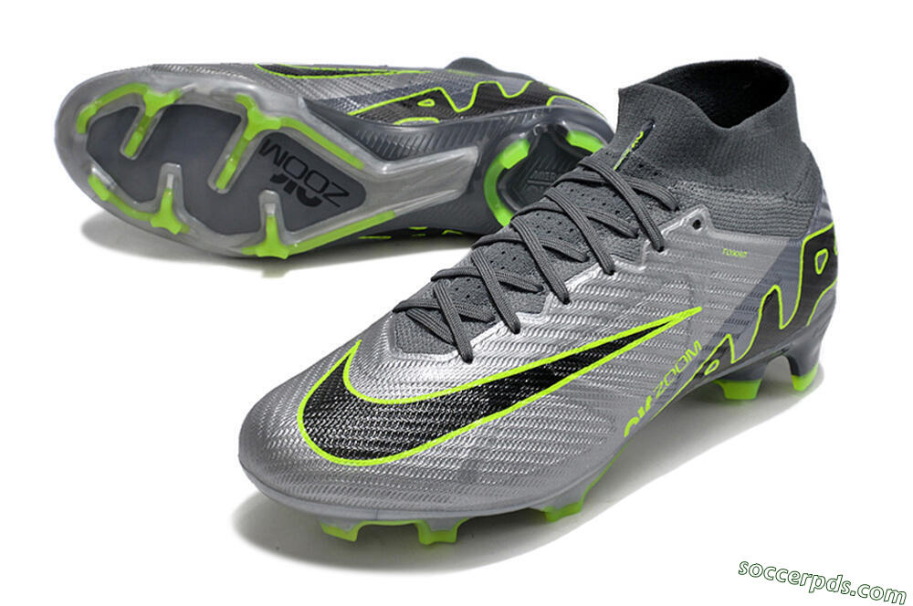 Nike Air Zoom Mercurial Superfly 9 Elite FG High-Tops Football Boots - Grey/Silver/Black/Green 3