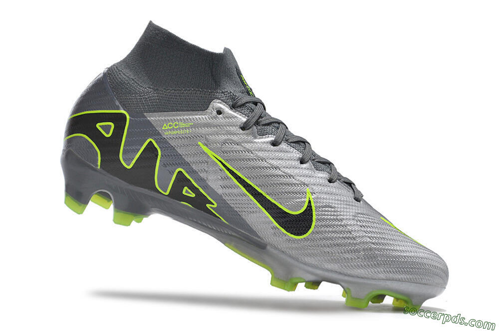 Nike Air Zoom Mercurial Superfly 9 Elite FG High-Tops Football Boots - Grey/Silver/Black/Green 4