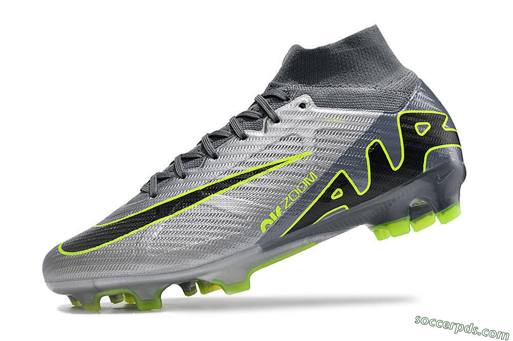 Nike Air Zoom Mercurial Superfly 9 Elite FG High-Tops Football Boots - Grey/Silver/Black/Green 5