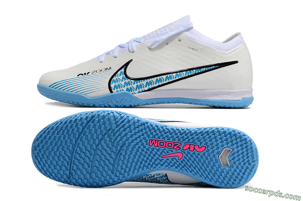 Nike Air Zoom Mercurial Vapor 15 Elite IC Low-Tops Football Shoes - White/Blue/Black 0