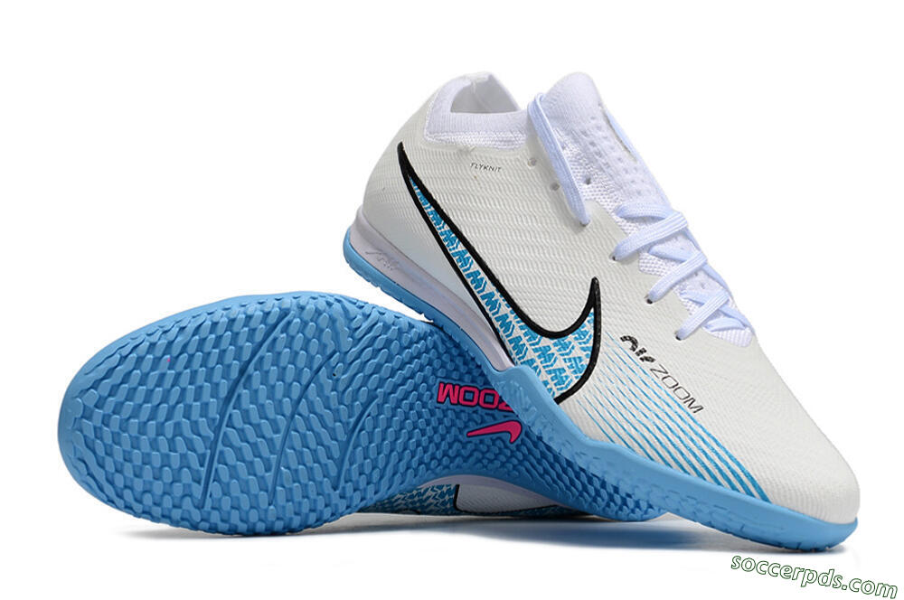 Nike Air Zoom Mercurial Vapor 15 Elite IC Low-Tops Football Shoes - White/Blue/Black 3