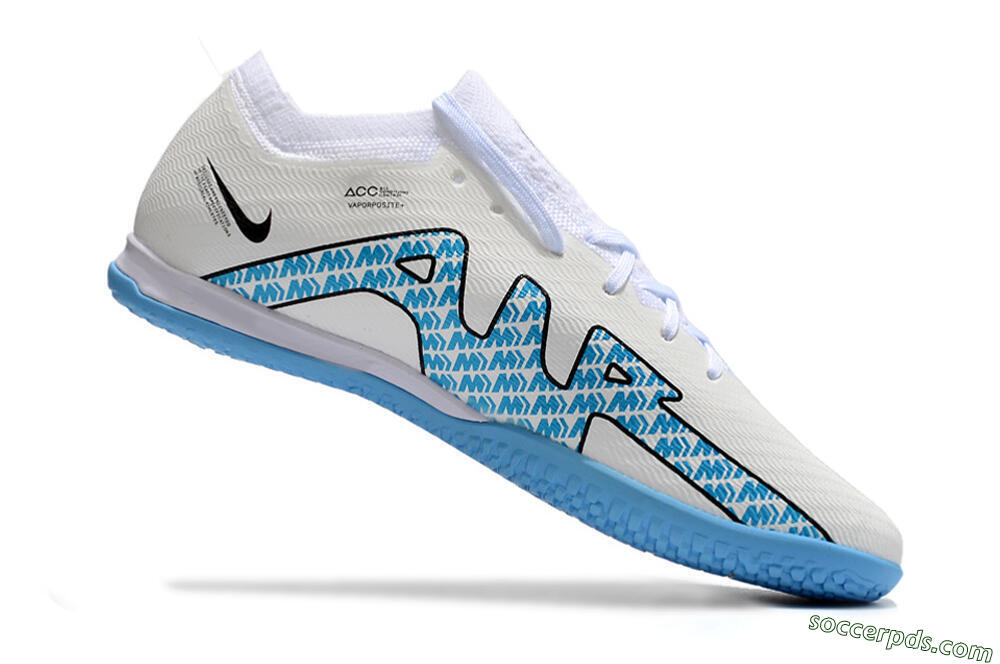 Nike Air Zoom Mercurial Vapor 15 Elite IC Low-Tops Football Shoes - White/Blue/Black 4