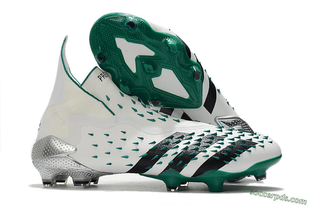 Adidas Predator Freak+ FG High-Tops Football Boots - White/Black/Green 1