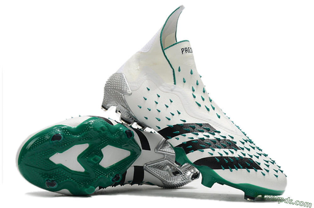 Adidas Predator Freak+ FG High-Tops Football Boots - White/Black/Green 3