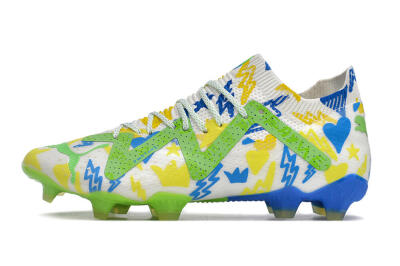 Puma Future Ultimate DNA FG Low-Tops Football Boots - White/Blue/Yellow/Green