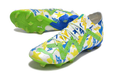 Puma Future Ultimate DNA FG Low-Tops Football Boots - White/Blue/Yellow/Green