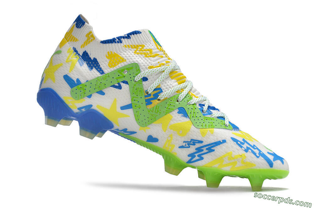 Puma Future Ultimate DNA FG Low-Tops Football Boots - White/Blue/Yellow/Green 4