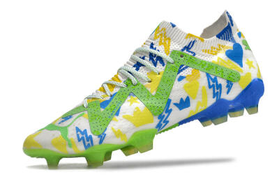 Puma Future Ultimate DNA FG Low-Tops Football Boots - White/Blue/Yellow/Green