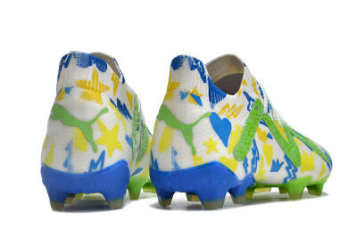 Puma Future Ultimate DNA FG Low-Tops Football Boots - White/Blue/Yellow/Green