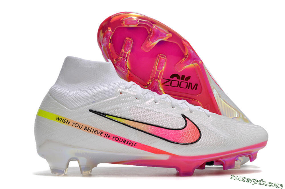 Nike Air Zoom Mercurial Superfly 9 Elite FG High-Tops Football Boots - White/Pink/Black 1